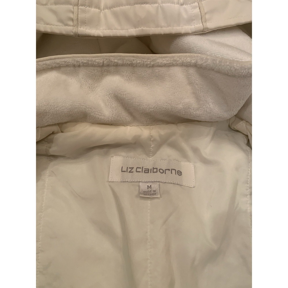 Liz Claiborne Jacket Women's Size Medium White Full Zip Hood - Picture 6 of 15